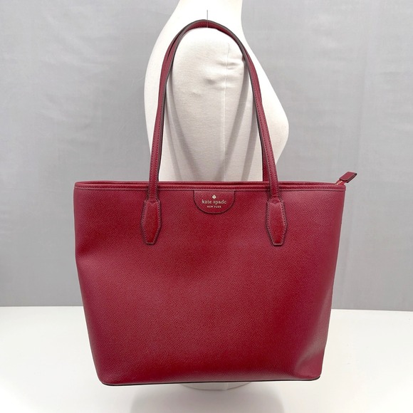 Kate Spade New York Handbags - Kate Spade NY Lori‎ Large Red Pebbled Leather Zip Tote Shoulder Bag D411